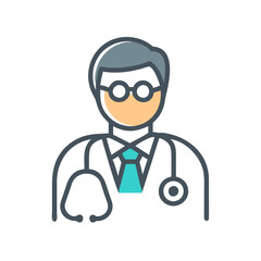 Doctor icon illustration with stethoscope on black background