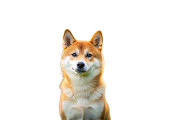 Shiba Inu in a Sunflower Field Isolated on white background