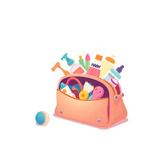 Mom's purse glows magic baby essentials beauty balance motherhood stock