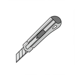Gray utility knife illustration commercial use