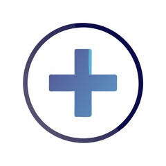 Blue plus icon in circle on black background