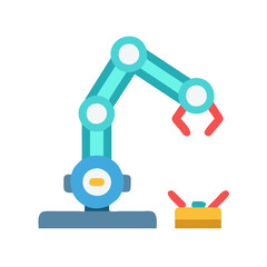 Industrial robot arm automation technology vector on black