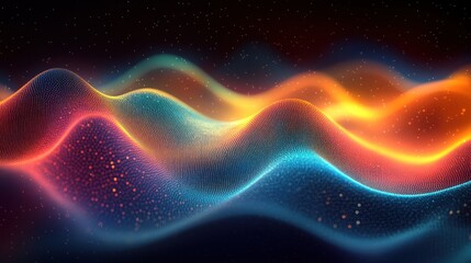 Obraz premium Colorful waves ripple, evoking motion and energy in a digital realm