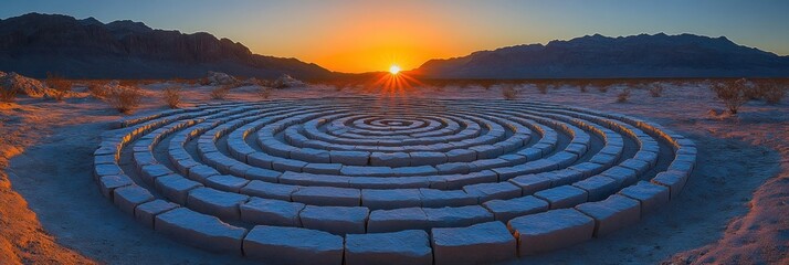 Sunrise Stone Maze Desert Landscape.