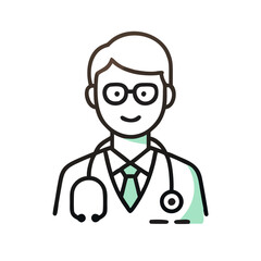 Modern Line Art Doctor Icon with Stethoscope