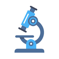 Blue Flat Design Microscope on Black Background