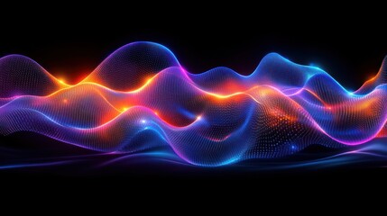 Obraz premium Dynamic light patterns ripple on a dark canvas, creating an ethereal experience
