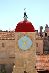 Historical clock tower in trogir, Croatia.