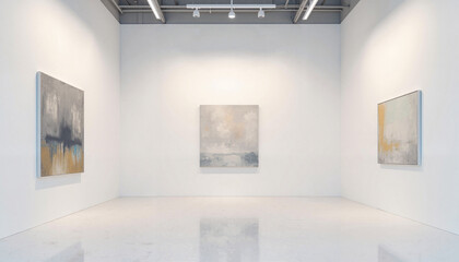 Art Gallery Interior on International Museum Day with Abstract Paintings  