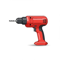 Red electric drill illustration for construction design