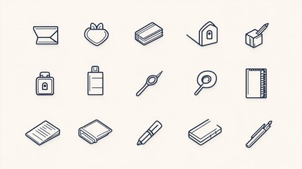 Isometric stationery icons; design elements; white background; website design