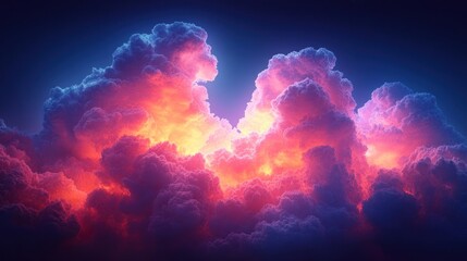 Colorful clouds captivate the viewer with their radiant sunset colors, glowing at dusk