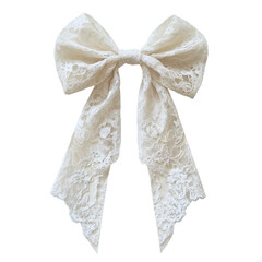 Coquette lace white bow isolated on white transparent background