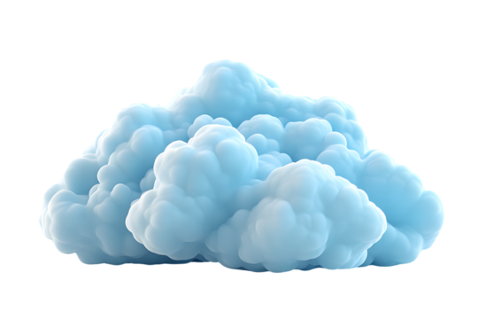 A fluffy blue cloud isolated on black background ideal for weather nature and design project