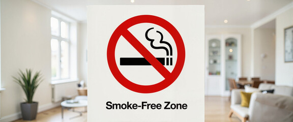 No-Smoking Emblem in Minimalistic Indoor Setting, promoting health awareness