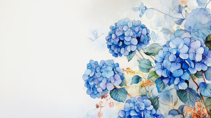 Obraz premium Elegant wedding invitation card background . Minimal hand painted watercolor Hydrangea flowers texture template background. Design for wedding, vip cover, poster, rsvp moderncard.Valentine's Day