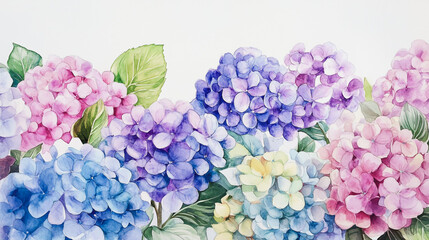 Obraz premium Elegant wedding invitation card background . Minimal hand painted watercolor Hydrangea flowers texture template background. Design for wedding, vip cover, poster, rsvp moderncard.Valentine's Day