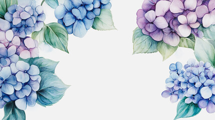 Elegant wedding invitation card background . Minimal hand painted watercolor Hydrangea flowers texture template background. Design for wedding, vip cover, poster, rsvp moderncard.Valentine's Day