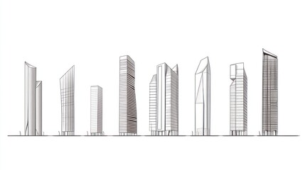 Obraz premium Modern Skyscraper Designs, Cityscape, Architectural Renderings, Urban Development