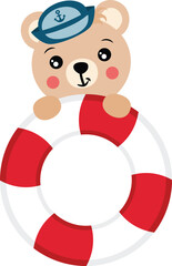 Cute Sailor Teddy Bear with Red Lifebuoy.cdr