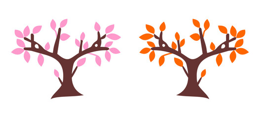 abstract Tree of Life logo. Organic nature symbol. Tree branch with leaf sign. Natural plant design element emblem. Vector illustration.