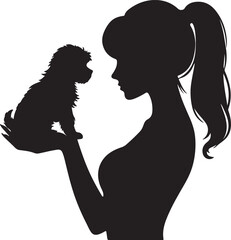 *Kid Kneeling with Cat – Silhouette of Affection*
A black silhouette of a kid kneeling and gently reaching toward a standing cat, showing a tender moment of affection and emotional bonding. Minimalist