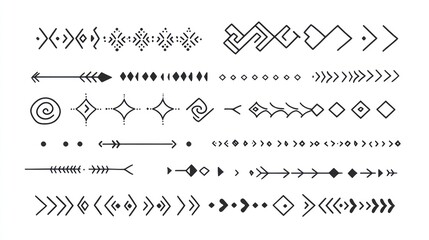 Tribal geometric design elements, borders, arrows; craft, DIY, web design