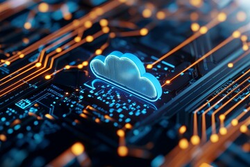 Cloud technology in modern data centers with secure online storage digital transformation and future business solutions