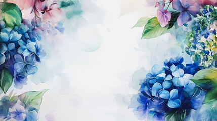 Elegant wedding invitation card background . Minimal hand painted watercolor Hydrangea flowers texture template background. Design for wedding, vip cover, poster, rsvp moderncard.Valentine's Day