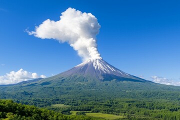 Fototapeta premium A large volcano with smoke coming out of it