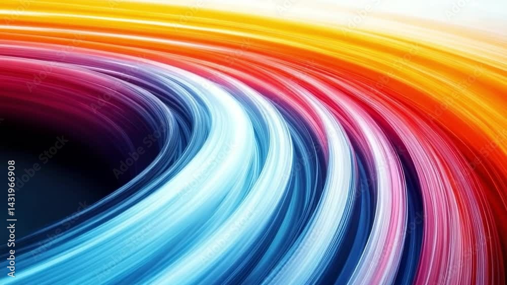 Aufkleber Colorful Dynamic Waves: Abstract composition showcasing a vibrant array of flowing curves in an energetic, mesmerizing display of color gradients. Evoking a sense of movement, creativity.