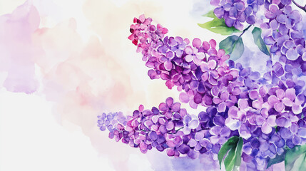 Elegant wedding invitation card background . Minimal hand painted watercolor Lilac flowers texture template background. Design for wedding, vip cover, poster, rsvp moderncard.Valentine's Day