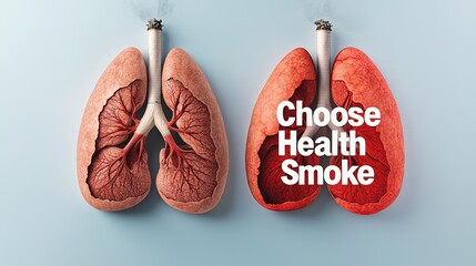 Health awareness campaign impactful graphic design of healthy vs. Diseased lungs against smoking