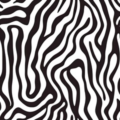 Abstract Zebra Stripes Pattern Design: Black and White Wavy Lines Texture for Fashion and Decoration