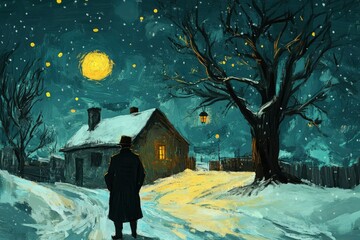 Christmas story illustration minimalism