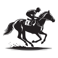 Horse And Jockey Silhouette Vector Illustration White Background