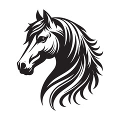 Horse Head Silhouette Vector Illustration White Background