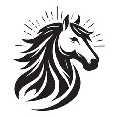 Horse Head Silhouette Vector Illustration White Background
