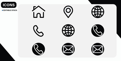 Contact Icon Set, logos collection for business cards and webs Collection Vector Illustration