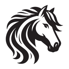 Horse Head Silhouette Vector Illustration White Background