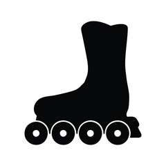 Inline skates, roller blades. roller skates, black and white isolated icon, vector illustration.