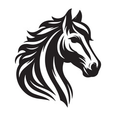 Horse Head Silhouette Vector Illustration White Background