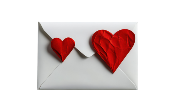Envelope letter paper love isolated on white transparent background
