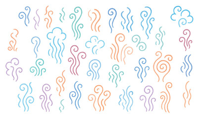 Colorful Crayon Swirl and Cloud Doodle Seamless Vector Background