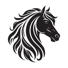 Horse Head Silhouette Vector Illustration White Background
