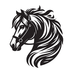 Horse Head Silhouette Vector Illustration White Background