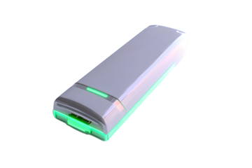 Futuristic Portable Device with Green LED Lights  Modern Technology Gadget for Innovation and