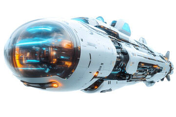 Futuristic Spaceship with Advanced Technology and Illuminated Interior Perfect for SciFi and