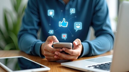 Close-up view of a person engaging with digital interactions on a mobile device.