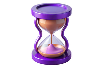 Purple Hourglass 3D Render Time Management Concept